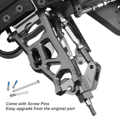 Hobbypark 4PCS Aluminum Front and Rear Suspension A-Arms & Tie Bar for 1/10 Traxxas Slash 2WD Upgrade Parts Hop Ups Replace 2555 3631 Anodized - color: Gray
