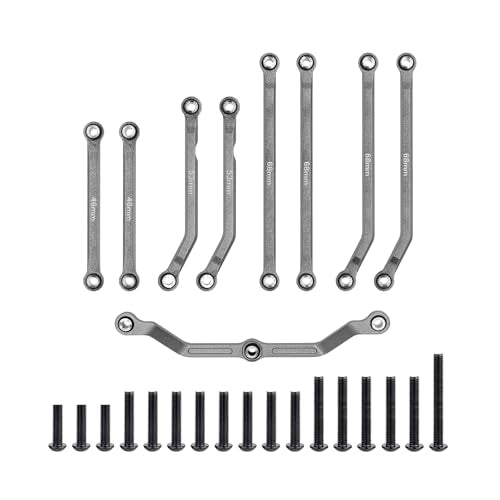 High Clearance Links Set Aluminum Steering Linkage for TRX4M Upgrades Parts 1/18 RC Crawler Car-Navy Blue - color: Titanium