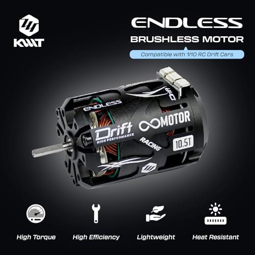 KWTRC Endless 540 Brushless Motor, High-Torque & High-Efficiency RC Motor, Heat-Resistant, Lightweight Design, Compatible with 1/10 RC Drift Cars, Race Cars (10.5T) - style: 10.5T
