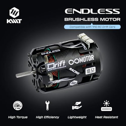 KWTRC Endless 540 Brushless Motor, High-Torque & High-Efficiency RC Motor, Heat-Resistant, Lightweight Design, Compatible with 1/10 RC Drift Cars, Race Cars (10.5T) - style: 10.5T