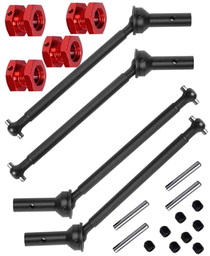 RC Drive Shaft CVD Upgrades Part for 1/8 Typhon 6s,1/7 Felony Limitless Roller Infraction 6s Blx,45# Steel Driveshaft Front Rear Axles & Aluminum Wheel Hex Hub Nuts,Red - color: Red/Arrma 1/7 1/8