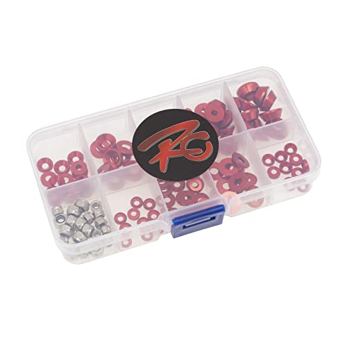 Colorful Washers and Nuts Set for RC Cars - 125 Pieces, Red