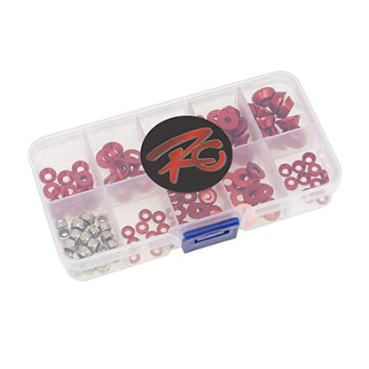 Colorful Washers and Nuts Set for RC Cars - 125 Pieces, Red