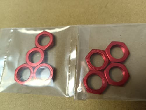 Aluminum RC Wheel Nuts 17mm Thread 1.0mm for RC ARRMA HSP AXIAL FS HIMOTO Redcat Upgraded Hop-Up Parts 8pcs/Set (Red) - color: red