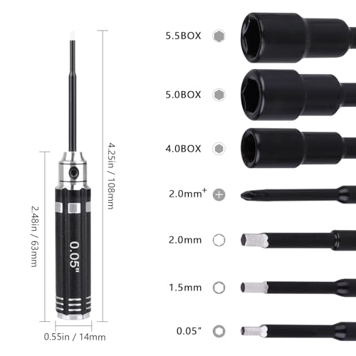 HobbyPark Mini RC Car Tools Hex Driver Set Screwdriver for TRX4M TRX4MT Axial SCX24 FCX24 FCX18 1/24 1/18 1/16 Scale Crawler Truck Buggy Rally (7-Pack)