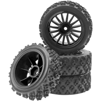 4Pack Vgoohobby OD2.83in 1/10 On Road Rubber Tires w/Nylon Wheel Rims 12mm Hex Compatible with HSP HPI Redcat Tamiya Traxxas 1/10 RC On Road Racing Touring Car (Black) - color: Black