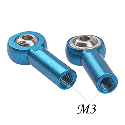 10Pcs ShareGoo M3 Tie Rod End Ball Head Holder Link 3mm Thread Ball Joint Compatible with Redcat HSP Traxxas Axial 1/10 RC Car Truck Boat DIY Robot Airplane,L26mm (Blue)