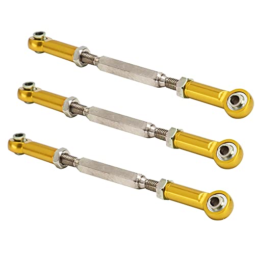 RC Car Push Rods, 6Pcs 88mm Aluminum Alloy Adjustable Turnbuckle Rods, Linkage Accessories for RC Car Upgrade Parts, Gold Turnbuckle Rod Linkage for 1/10 RC Crawler - color: Gold