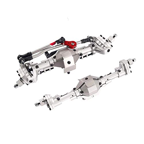 Aluminum Front / Rear Portal Axles Set for 1/10 Axial SCX10 II 90046 90047 RC Crawler Car (Silver) - color: Silver