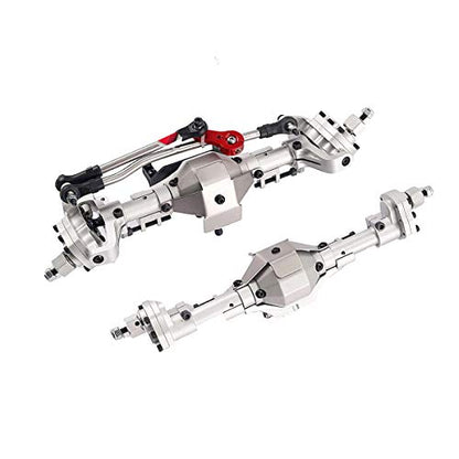 Aluminum Front / Rear Portal Axles Set for 1/10 Axial SCX10 II 90046 90047 RC Crawler Car (Silver) - color: Silver