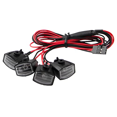 RC Car 4 LED Headlights with Light Cover Lampshade Compatible with Traxxas TRX-4 Axial SCX10 D90 CC01 HSP HPI 1/10 RC Crawler Car (Square Light Cover) - size: Square Light Cover