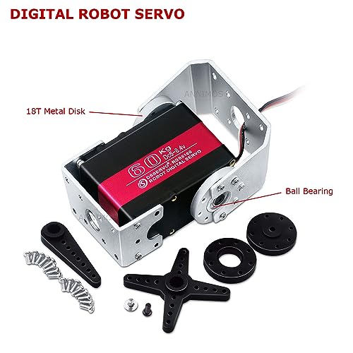 60KG Robot Servo Motor High Torque Stainless Steel Gear Digital Steering Large Servos with Mount Brackets - size: 60kg