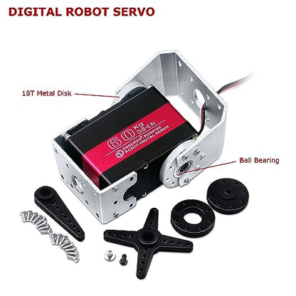 60KG Robot Servo Motor High Torque Stainless Steel Gear Digital Steering Large Servos with Mount Brackets - size: 60kg