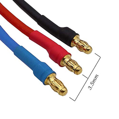 6pcs 3.5mm Banana Gold Bullet Connector Extension Cable RC Brushless Motor ESC Extension Cable Wire RC Carb Parts (16AWG 30CM)