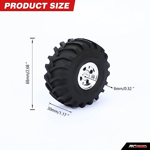 RCAWD Alloy TRX4M Monster Truck Wheel And Tires for 1/18 TRX4M Series Upgrades Part Silver - color: Silver