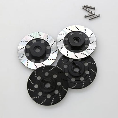 1/10 RC Aluminum Alloy 12mm Hex Drift Wheels Rim Tires Hub Brake Disc Compatible with 1/10 RC On Road Rally Touring Racing Street Car Traxxas Tamiya HSP HPI Redcat Racing 4PCS (Black) - color: Black