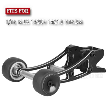 Aluminum Adjustable Wheelie Bar Set Upgrades Part for 1/14 MJX 14209 14210 H14BM High Speed RC Car,RC Adjustable Front Stand Up Wheel Hops Up,Black - color: Black - (Wheelie Bar)