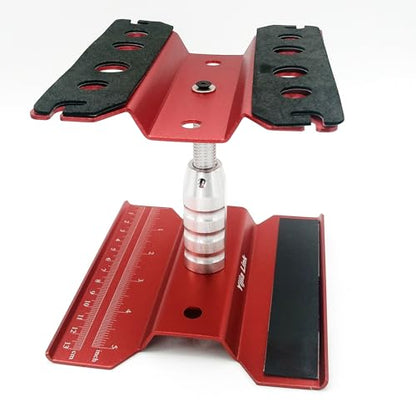 1 Set RC Car Work Stand Aluminum Alloy Repair Workstation Bracket with Screw Tray for 1/8 1/10 1/12 1/16 Traxxas Axial Arrma Redcat RC Crawler Monster Truck Buggy (Red) - color: Red