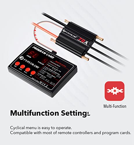 FLYCOLOR 70A Waterproof Brushless ESC Electronic Speed Controller with 5.5V/5A BEC and XT60 3.5mm Banana Head Connector for Model Ship RC Boat