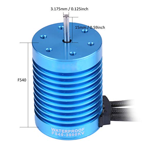 F540 RC Brushless Motor, Sensorless Brushless Motor RC Car Motor 3000KV 4370KV High Torques with 3.175mm Shaft for 1/10 1/12 Truck Crawler (3000KV)