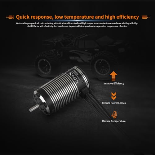 XC E4278 Sensored Brushless Motor for RC Car,2250KV,3-6S Lipo,IP67 Water Proof,Applicable to:1/8 Truck Monster