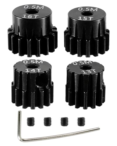 Rc Pinion Gear Set 13T 14T 15T 16T 0.5M 2mm Fit for 1/18 Hobbyplus | Compatible with FUR-2411 FUR-2412 FUR-2413 FUR-2414 CR-18P EVO PRO, with Hex Key