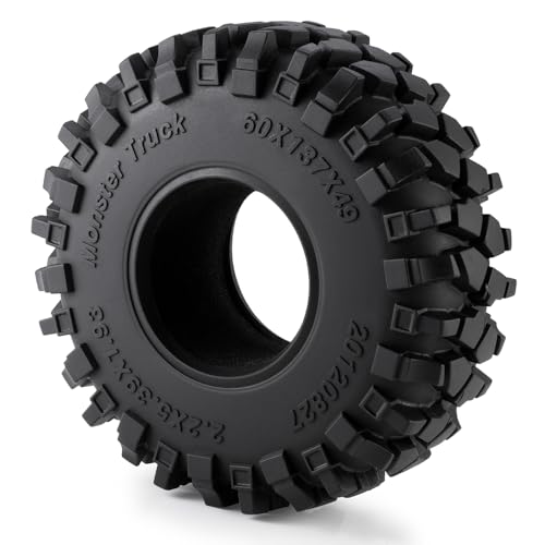 MORLORDY 4Pcs 2.2" RC Rubber Tires with Foam Insert - 137mm/5.39" Crawler Slingers Mud Grappler Tyres for 1/10 Axial Wraith 90018 90048 RR10 90047 D90 TF2 CC01 SCX10 TRX4 RC Crawler Car