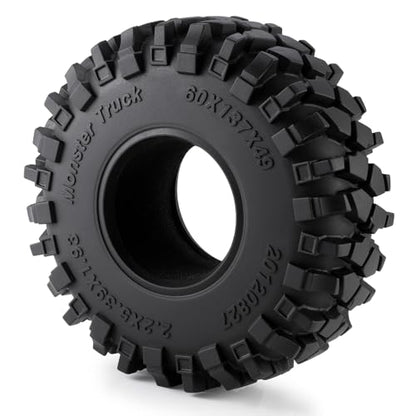 MORLORDY 4Pcs 2.2" RC Rubber Tires with Foam Insert - 137mm/5.39" Crawler Slingers Mud Grappler Tyres for 1/10 Axial Wraith 90018 90048 RR10 90047 D90 TF2 CC01 SCX10 TRX4 RC Crawler Car