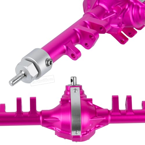 RC Alloy Front Rear Portal Axle Upgrades Part for 1/10 RC Crawler SCX10 90046 90047,Aluminium Front Rear Complete Portal Housing,All Pink - color: Pink