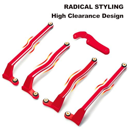 McCue RC Praying Mantis Link Tucked Inward Links High Clearance Links for Axial 1/24 SCX24 C10 JLU Bronco RC Crawler Upgrade Parts - 5 PCS (Red) - color: Red