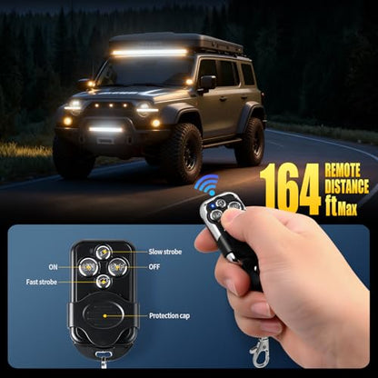 JHE Led Light Bar Remote Control Wire Harness Kit, Wireless Remote Control Wiring Harness Kit for LED Light Bar/Driving Light/Fog Light/Pod Light/Work Light, 16AWG