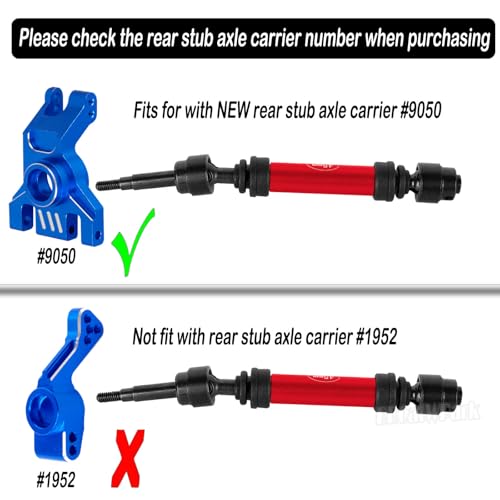 Drive Shaft Axles Upgrades Part for 1/10 4WD Slash/Rustler/Stampede/Jat0 4X4(BL-2s)(VXL),F0rd F15O,RC Front & Rear Steel DriveShaft CVD w/Hex Hops Up,#9051#9052,Red - color: Red - (4pcs Driveshafts)