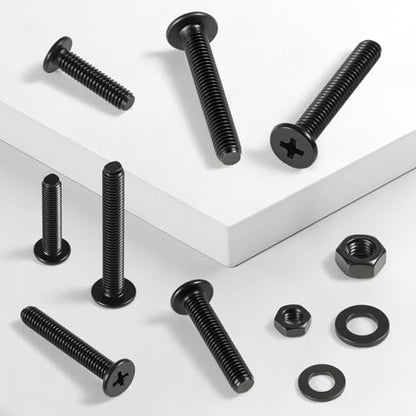 231Pcs Machine Screws and Nuts Assortment Kit,M4 M5 M6 Phillips Flat Round Head 304 Stainless Steel Metric Nuts and Bolts Washers Kit Black,for Wall Plate Switch/Furniture Assembly - size: M4/5/6 231PCS SS Machine Black