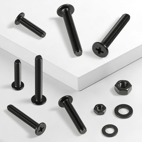 231Pcs Machine Screws and Nuts Assortment Kit,M4 M5 M6 Phillips Flat Round Head 304 Stainless Steel Metric Nuts and Bolts Washers Kit Black,for Wall Plate Switch/Furniture Assembly - size: M4/5/6 231PCS SS Machine Black