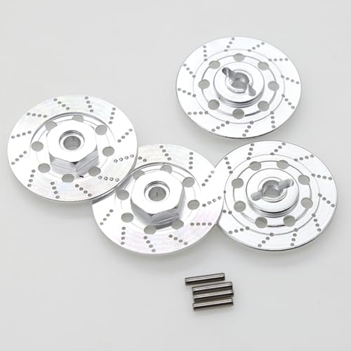1/10 RC Aluminum Alloy 12mm Hex Drift Wheels Rim Tires Hub Brake Disc Compatible with 1/10 RC On Road Rally Touring Racing Street Car Traxxas Tamiya HSP HPI Redcat Racing 4PCS (Silvery) - color: Silvery