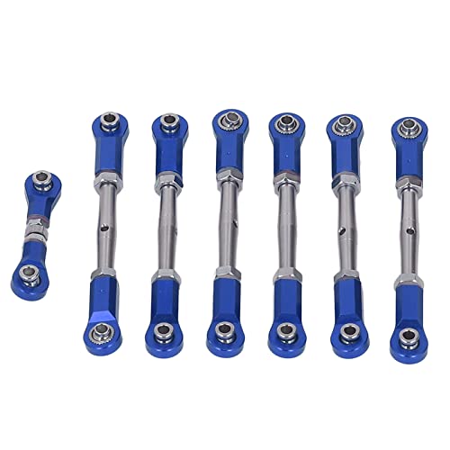 7PCS Adjustable Links Set for Slash Rustler - RC Accessories - 1/10 RC Car Adjustable Steering Linkage Kit with 87-103mm Links (Blue) - color: Blue