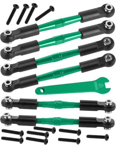 RC Adjustable Turnbuckles Camber Upgrades Part for 1/8 Typhon 4WD 3S MEGA 550 BLX,1/10 Big Rock 4X4 V3 3S BLX RC Car,Tie Rod Set Link Linkage Rod,Adjustable Links Steering Links,6PCS(Green). - color: Green(6pcs)