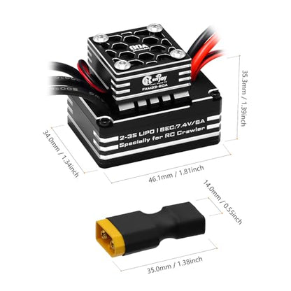 3548 1900KV Brushless Motor with AM32 80A Brushless ESC Electric Speed Controller for 1/10 LCG Chassis Remote Control Crawler Car Upgrade