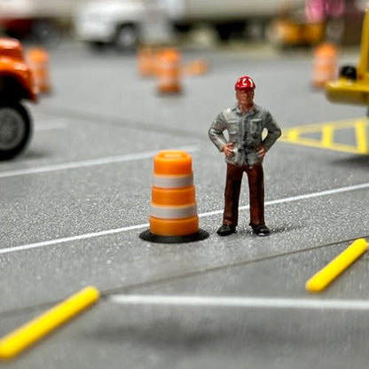 HO (1:87) Scale Commander-Style Traffic Barrels (24 Pack) – Modern Construction Drums for HO Model Railroads & Dioramas