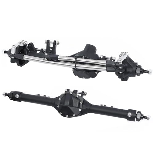 CNC Aluminum Front Rear Straight Axle for 1/10 RC Crawler Axial SCX10 II Vanquish VS4-10 Chassis (Black) - color: Black