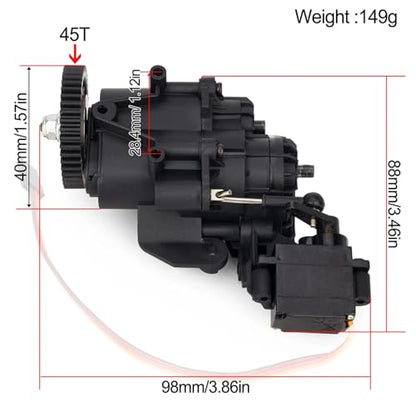 2-Speed Transmission Gearbox Assembly with Servo for 1/10 RC Crawler, Upgrade Replacement Gear Case with Motor Pinion & Cover (Compatible with TRX-4/TRX-6)