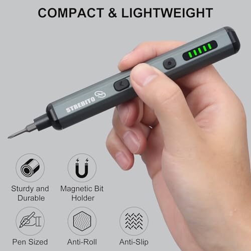 STREBITO Mini Electric Screwdriver Set, 70 in 1 Small Electric Screwdriver | 64 S2 Preicison Bits, 5 Torque Settings, 4 LED Lights, Mini Power Screwdriver Repair Tool Kit for Computer PC, Electronic, RC - style: Standard