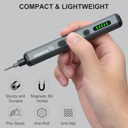 STREBITO Mini Electric Screwdriver Set, 70 in 1 Small Electric Screwdriver | 64 S2 Preicison Bits, 5 Torque Settings, 4 LED Lights, Mini Power Screwdriver Repair Tool Kit for Computer PC, Electronic, RC - style: Standard