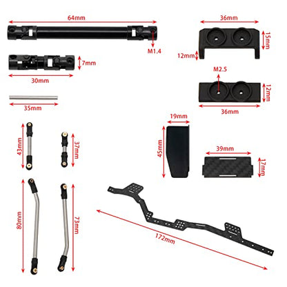 MEUS RACING SCX24 LCG Chassis Frame Kit Carbon Fiber 132mm Wheelbase for Axial SCX24 Wrangler/Deadbolt/Bronco/C10