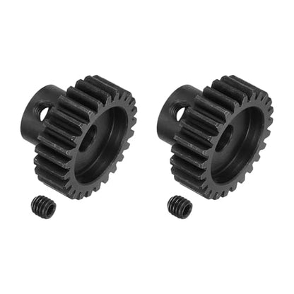 MECCANIXITY 2 Pcs RC 32P Hardened Pinion Gear 5mm Shaft, 25T Motor Gears Carbon Steel for 1/10 RC Model Car Boat Drone - style: 25T
