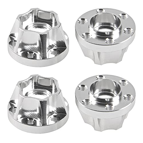 Metal RC 12mm Wheel Hex Hub Extension Combiner Compatible with 1.9/2.2inch Wheel Rim Axial SCX10 Traxxas TRX4 D90 1/10 RC Crawler (12mm, Silver) - color: Silver, size: 12mm