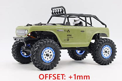 Adjustable Offset RC 1.0 Wheels and Tires, 1/24 Tires & Heavy 1.0 Beadlock Wheels Blue Silver for 1:24 RC Crawler Axial SCX24 90081 AXI00001 & Other 1/24 Crawler Truck,(4-Pack, Assembled) - color: Blue & Silver
