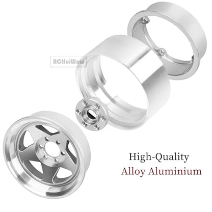 RC Alloy 1.9" Beadlock Wheels and Tires for 1/10 RC Crawler TRX4 SCX10 SCX10 III 90046 D90,1.9 RC Wheels and Tires 1.9 Beadlock Tires RC Rims,4 Packs,Silver - color: Silver(4pcs)