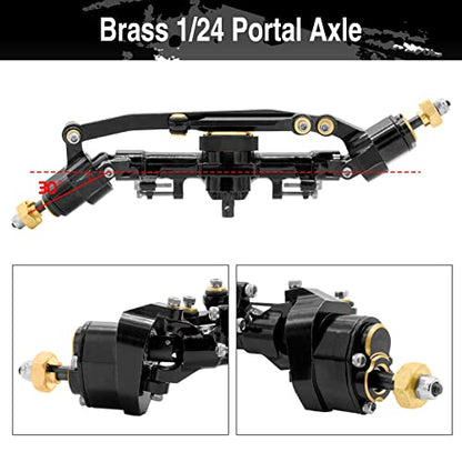 OGRC Brass complete Portal Axle Upgrades front Axle Built-in 13T Overdrive Worm Gear Heavy Duty Portal Axle for Axial SCX24 Deadbolt/ C10/JLU/Gladiator/Bronco Crawler Car