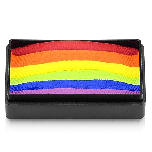 Dome Stroke - Deep Rainbow (25 gm), Professional 1-Stroke Split Cake, Hypoallergenic, Non-Toxic, Water Activated Face & Body Painting Makeup Supplies for Adults - color: Deep Rainbow